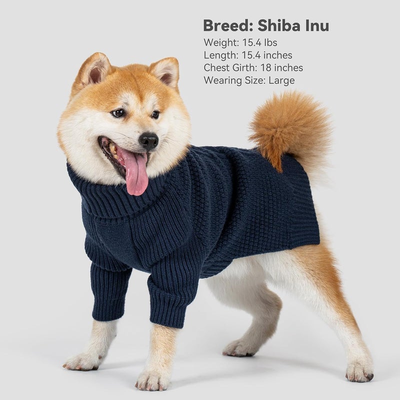 cyeollo Store Warm Small Dog Sweater, Knit Cold Weather Doggy Sweaters for Small Dogs Boy Pullover Winter Dog Clothes with Turtleneck for Indoor & Outdoor Wear, Navy M - Image 2